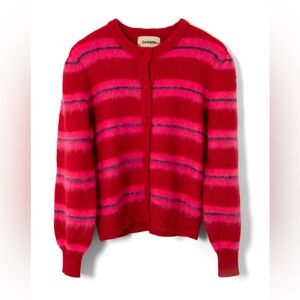 DAMSON MADDER CECE STRIPE CARDIGAN // RED AND PINK STRIPE SIZE 18 UK SIZING